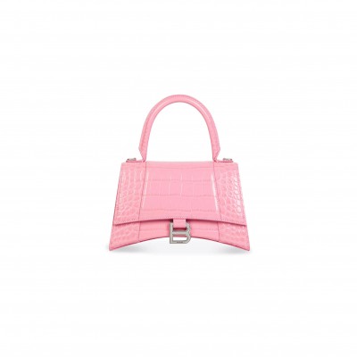 BALENCIAGA WOMEN'S HOURGLASS HANDBAG SMALL IN ROSE PINK 5935461LR6Y5812 (22.9*15*9.9cm)